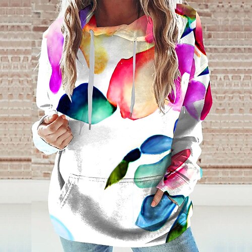 

Women's Hoodie Sweatshirt Retro White Graphic Sports Long Sleeve 3XL