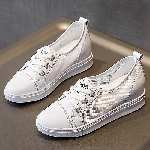 

shallow mouth heightening mesh small white shoes women's summer new single shoes all-match leather breathable hollow mesh shoes women