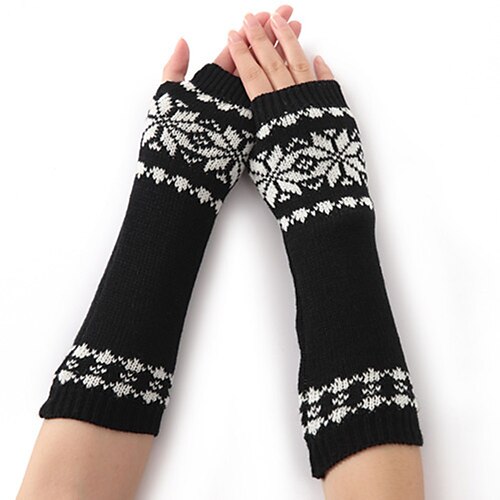 

Men's Women's Fingerless Gloves Warm Winter Gloves Gift Daily Snowflake Knit Cosplay 1 Pair