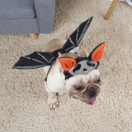 

2 Pcs Pet Halloween Supplies Ghost Festival Jewelry Teddy Dog Personality Hat Cat Bat Wings