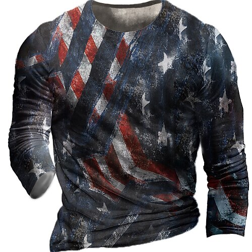

Men's T shirt Tee Tee Graphic Round Neck Navy Blue Long Sleeve 3D Print Casual Daily Print Tops Fashion Designer Comfortable Big and Tall
