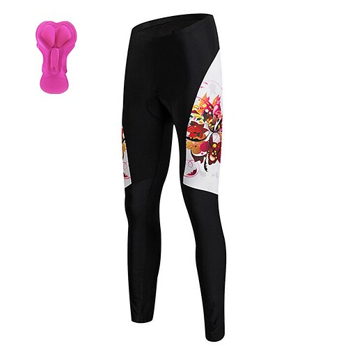 

21Grams Women's Cycling Tights Bike Bottoms Mountain Bike MTB Road Bike Cycling Sports Floral Botanical 3D Pad Cycling Breathable Quick Dry White Polyester Spandex Clothing Apparel Bike Wear