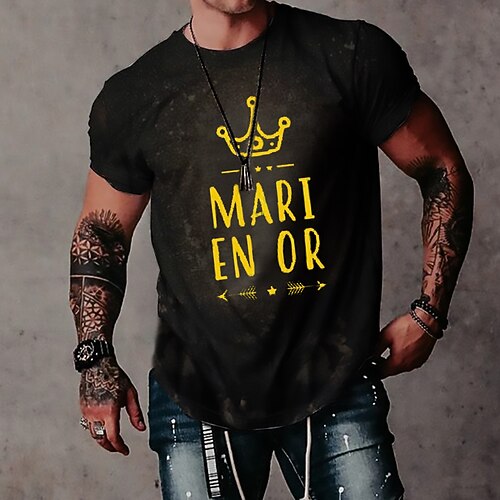 

Men's Unisex T shirt Tee 3D Print Graphic Prints Letter Crew Neck Street Daily Print Short Sleeve Tops Designer Casual Big and Tall Sports Black / Summer