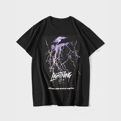 

Men's Unisex T shirt Tee Shirt Lightning Round Neck Black Print Plus Size Casual Short Sleeve Print Clothing Apparel Fashion Designer Casual / Summer / Summer