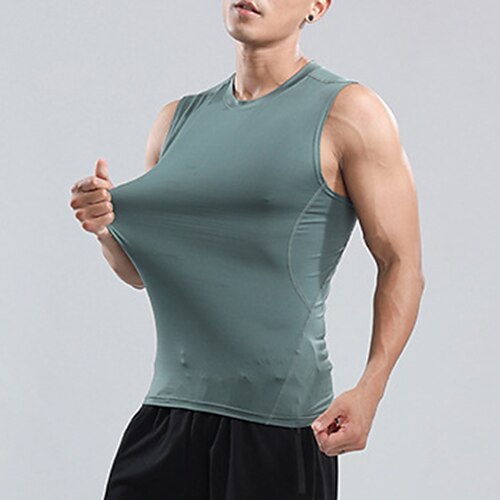 

Men's Compression Tank Top Patchwork Sleeveless Compression Clothing Athletic Spandex Breathable Quick Dry Moisture Wicking Gym Workout Running Active Training Sportswear Activewear Solid Colored