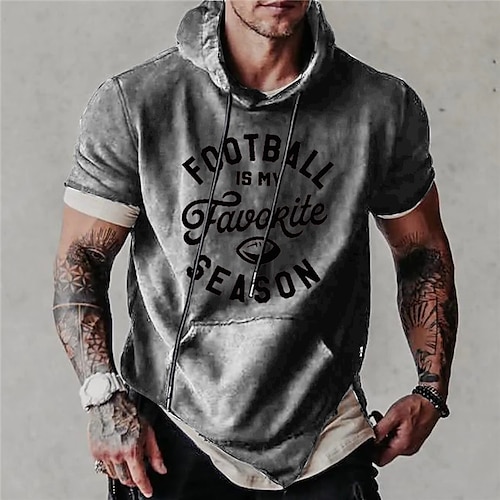 

Men's Unisex Hoodie Pullover Hoodie Sweatshirt Graphic Prints Letter Print Hooded Sports Outdoor Daily Sports 3D Print Designer Casual Hoodies Sweatshirts Short Sleeve Gray