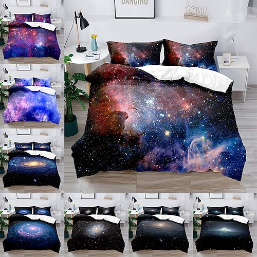 

Galaxy Starry Duvet Cover Set Quilt Bedding Sets Comforter Cover,Queen/King Size/Twin/Single(1 Duvet Cover, 1 Or 2 Pillowcases Shams),3D Digtal Print