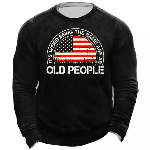 

Men's Sweatshirt Pullover It's Weird Being The Same Age As Old People Graphic Flag Print Daily Holiday Going out Hot Stamping Casual Streetwear Hoodies Sweatshirts Black Navy Blue