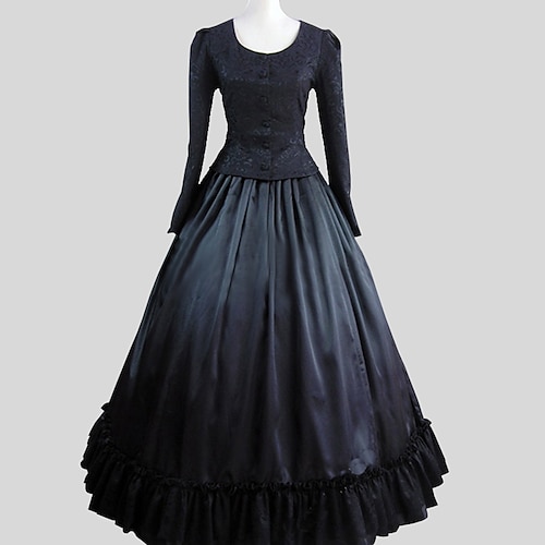 

Rococo Victorian Ball Gown Vintage Dress Party Costume Masquerade Prom Dress Women's Costume Vintage Cosplay Party Halloween Carnival Long Sleeve Dress Masquerade