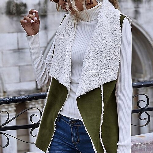 

Per donna Gilet Tenere al caldo Traspirante Esterno Da tutti i giorni Da mare Per uscire Collage Cardigan Collo ripiegabile Comodo Stile di strada Tinta unica Morbido Capispalla Senza maniche Inverno