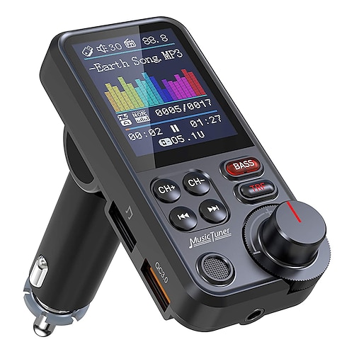 

BT93-reproductor MP3 con Bluetooth para coche, ajuste de música, bajo alto y ecualizador de bajo, transmisor FM FM Transmitter Bluetooth Car Kit Car Handsfree Bluetooth Car MP3 FM Modulator FM