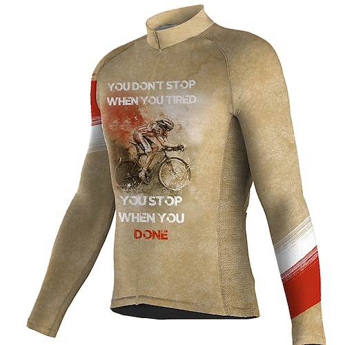 

21Grams Men's Cycling Jersey Long Sleeve Bike Top with 3 Rear Pockets Mountain Bike MTB Road Bike Cycling Breathable Quick Dry Moisture Wicking Reflective Strips Khaki Graphic Polyester Spandex Sports