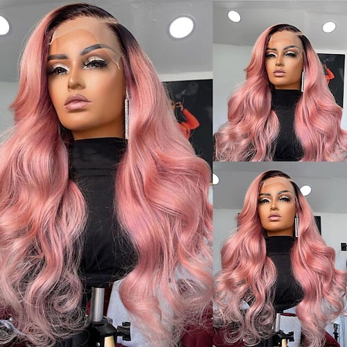 

Remy Human Hair 13x4 Lace Front Wig Free Part Brazilian Hair Wavy Pink Wig 130% 150% Density with Baby Hair 100% Virgin Pre-Plucked For Women wigs for black women Long Human Hair Lace Wig