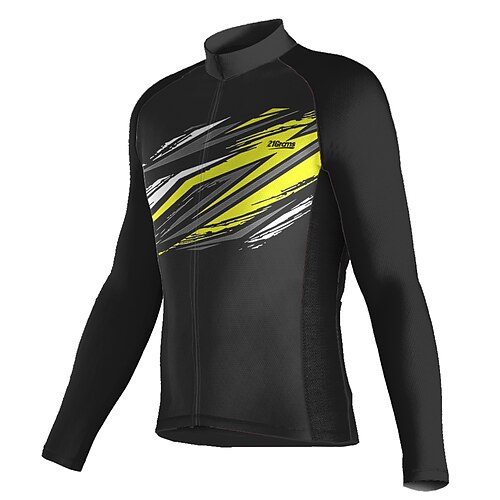 

21Grams Men's Cycling Jersey Long Sleeve Bike Top with 3 Rear Pockets Mountain Bike MTB Road Bike Cycling Breathable Quick Dry Moisture Wicking Reflective Strips Black Graphic Polyester Spandex Sports