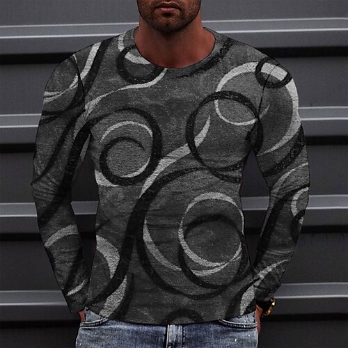 

Men's T shirt Tee Tee Graphic Round Neck Green Blue Gray Purple Orange Long Sleeve 3D Print Casual Daily Print Tops Fashion Designer Comfortable Big and Tall