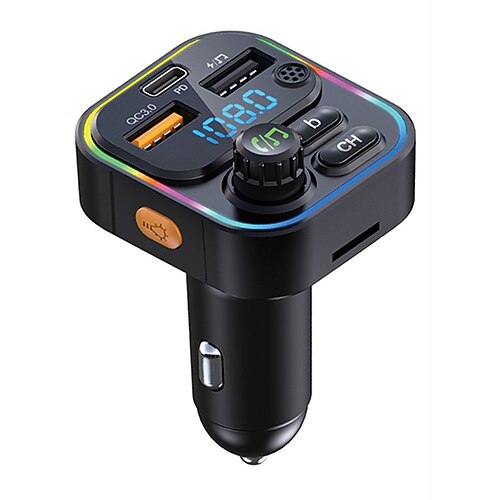 

FM Transmitter Bluetooth 5.0 Car Handsfree Audio Mp3 Player Adapter USB 22.5W Quick Charging Type-C Fast Charger FM Modulator