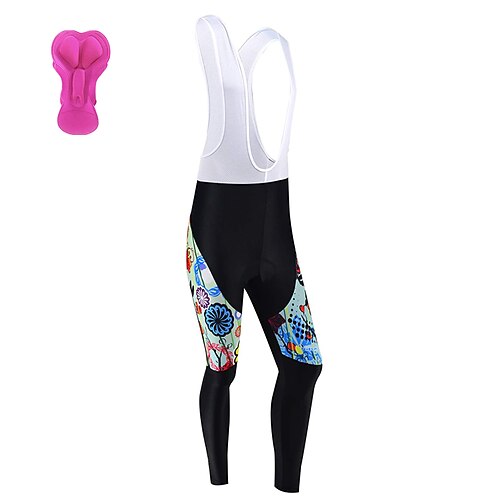 

21Grams Women's Cycling Bib Tights Bike Bottoms Mountain Bike MTB Road Bike Cycling Sports Polka Dot Floral Botanical 3D Pad Cycling Breathable Quick Dry Blue Polyester Spandex Clothing Apparel Bike