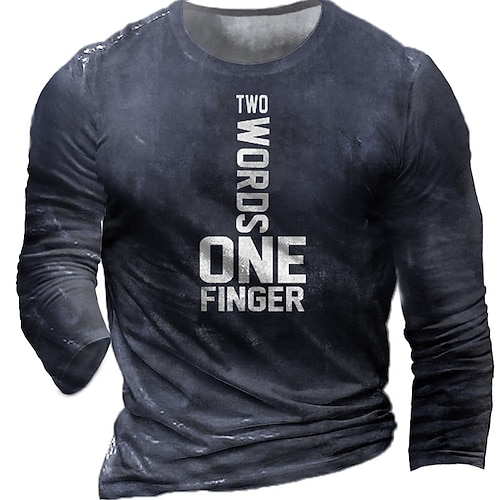 

Men's T shirt Tee Tee Graphic Round Neck Black Army Green Khaki Navy Blue Long Sleeve 3D Print Casual Daily Print Tops Fashion Designer Comfortable Big and Tall