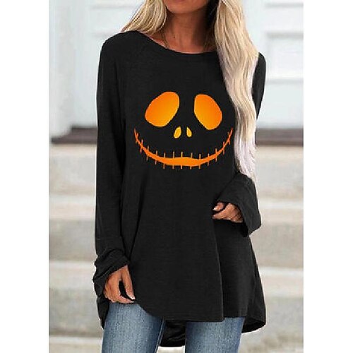 

Halloween Print Round Neck Long Sleeves T-shirts