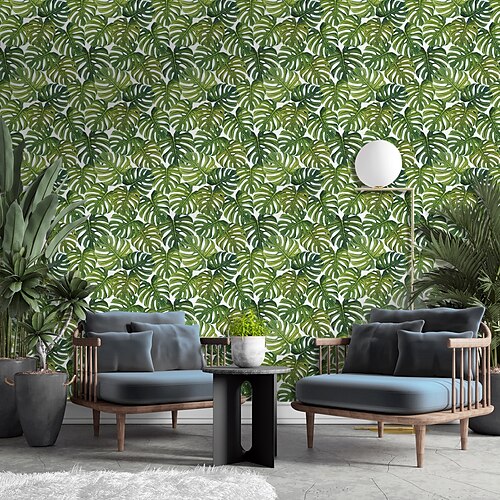 

Green Plant Flower Wallpaper Frosted Texture Living Room Tv Background Wall Decoration Waterproof Self-adhesive Wallpaper Wallpaper