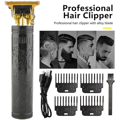 

Vintage T9 0MM Electric Cordless Clipper Hair Cutting Machine Professional Barber Hair Trimmer for Men Shaver Beard Lighter Accessorize With Ear Cleaner