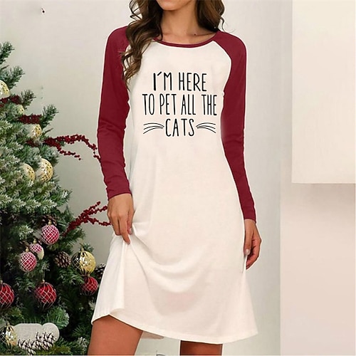 

Women's Casual Dress T Shirt Dress Tee Dress Short Mini Dress Green Blue Wine Red Long Sleeve Letter Patchwork Fall Winter Round Neck Casual 2022 S M L XL XXL 3XL 4XL 5XL