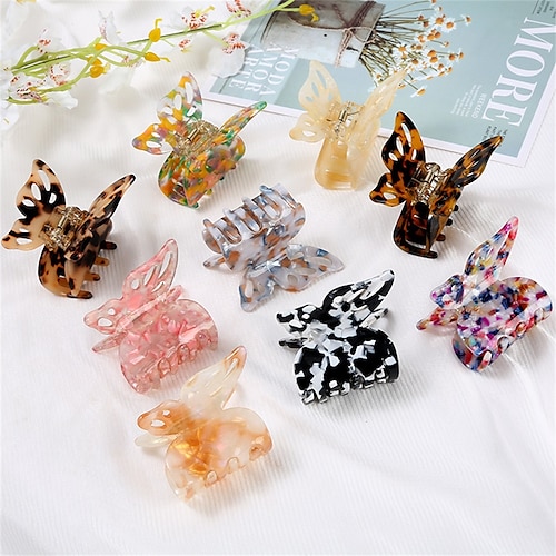 

Korean Version of the Net Red Hair Accessories Female Butterfly Acetate Acrylic Grab Clip Marble Pattern Back Head Ponytail Hair Grab