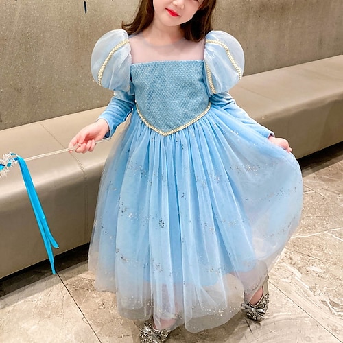 

Kids Little Girls' Dress Plain Daily Blue Pink Long Sleeve Beautiful Cute Dresses Fall Winter 3-10 Years