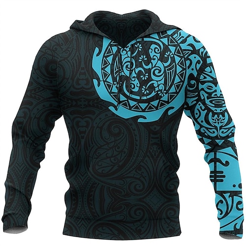 

Men's Unisex Hoodie Pullover Hoodie Sweatshirt Blue Hooded Tribal Graphic Prints Print Daily Sports 3D Print Streetwear Designer Casual Spring & Fall Clothing Apparel Hoodies Sweatshirts Long Sleeve