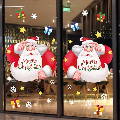 

Christmas Santa Claus Wall Stickers Decorative Wall Stickers Static Cling PVC Home Decoration Wall Decal Wall Decoration Glass Window Decoration / Removable Wall Stickers for bedroom livin