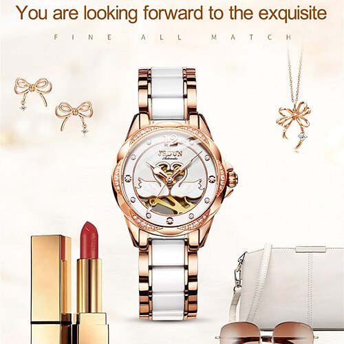 

Jinshidun 8831 Brand Watch Luminous Waterproof Hollow Fashion Niche Ceramic Strap Mechanical Watch Bracelet Ladies Watch