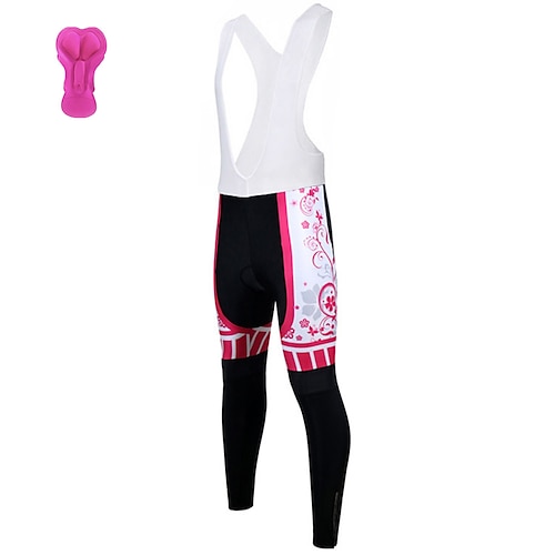 

21Grams Women's Cycling Bib Tights Bike Bottoms Mountain Bike MTB Road Bike Cycling Sports Floral Botanical 3D Pad Cycling Breathable Quick Dry Rosy Pink Polyester Spandex Clothing Apparel Bike Wear