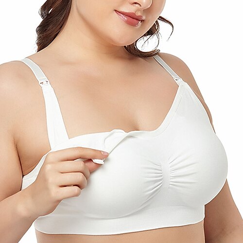 

Curve Plus Size Backless Solid Color Casual Strap Fall Winter Spring Push Up Bras Full Coverage Bra White Black Blue Big Size XL 2XL 3XL 4XL / Padded Bras