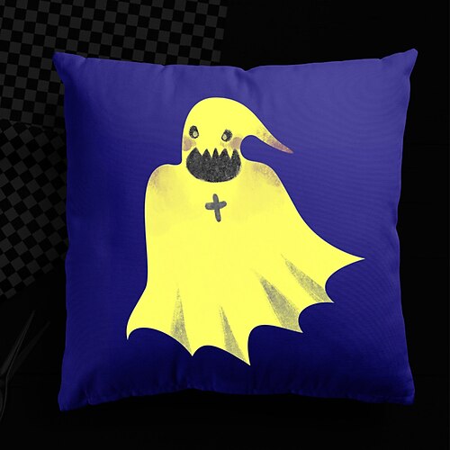 

Halloween UV Reactive Cushion Cover 1PC Soft Decorative Ghost Square Throw Pillow Cover Cushion Case Pillowcase for Bedroom Livingroom Superior Quality Machine Washable Indoor Cushion for Sofa Couch Bed Chair