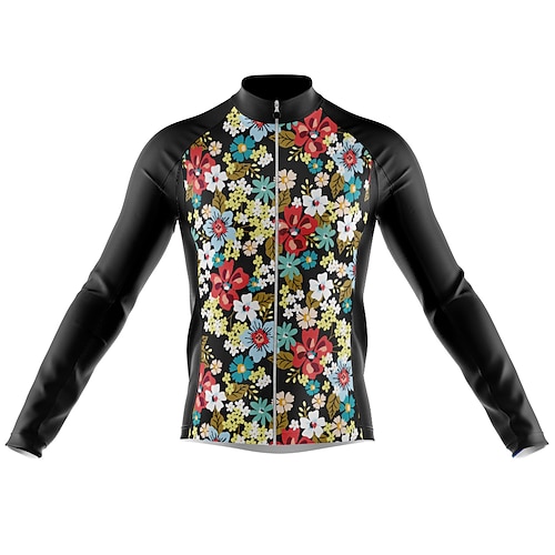 

Men's Cycling Jersey Long Sleeve Bike Jersey with 3 Rear Pockets Mountain Bike MTB Road Bike Cycling Cycling Breathable Ultraviolet Resistant Quick Dry Black Polyester Sports Clothing Apparel