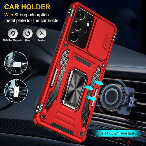 

Phone Case For Samsung Galaxy Back Cover A73 A53 A33 S22 Ultra Plus S21 FE S20 A72 Portable with Stand Camera Lens Protector Lines / Waves Geometric Pattern TPU PC