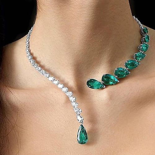 

1pc Choker Necklace For Women's Stone Green White Party Evening Gift Daily Alloy Classic Heart Lucky