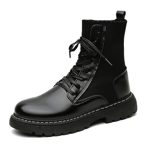 

Men's Boots Combat Boots Martin Boots Casual Daily Walking Shoes PU Black Fall