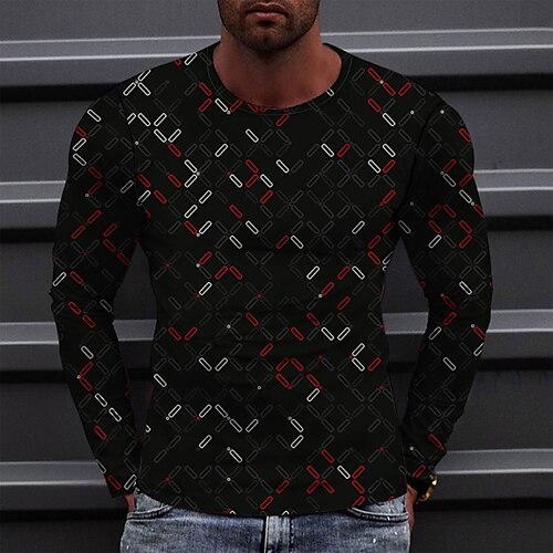 

Men's T shirt Tee Tee Graphic Round Neck Black Long Sleeve 3D Print Casual Daily Print Tops Fashion Designer Comfortable Big and Tall