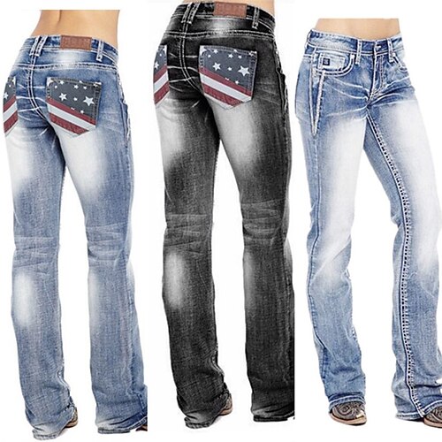 

damemotejeans distressed jeans brede ben sidelommer bukser i full lengde uformell helg mikroelastisk vanlig komfort marineblå 2xl