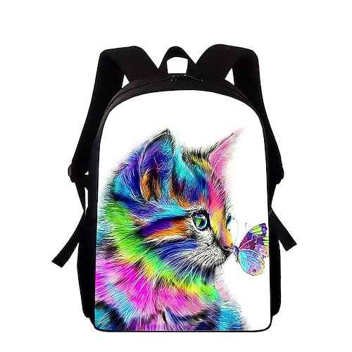 

Unisex Zaino per la scuola 3D zaino Scuola Giornaliero Gatto Tessuto Oxford Massima capacità Traspirante Leggero Cerniera Bianco