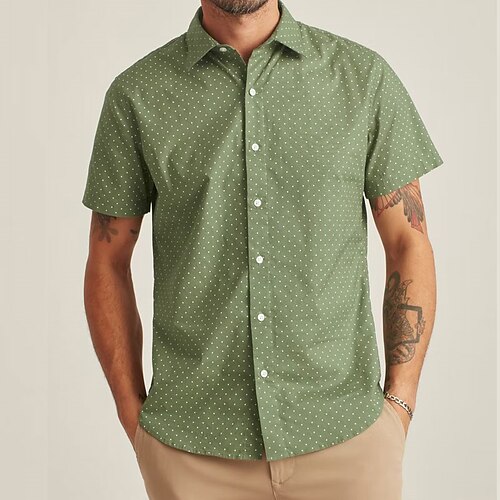 

Men's Shirt 3D Print Polka Dot Turndown Street Casual Button-Down Print Short Sleeve Tops Casual Fashion Breathable Green / Summer