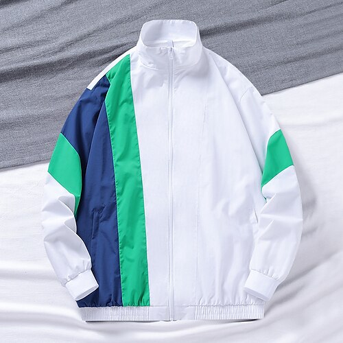 

Men's Track Jacket Windbreaker Breathable Lightweight Top Regular Fit Full Zip Patchwork Spring Autumn Tennis Running Training / Micro-elastic