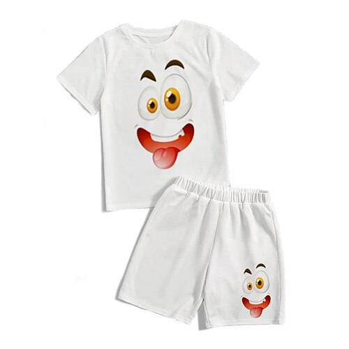 

Kids Boys T-shirt Shorts Clothing Set 2 Pieces Short Sleeve White Cartoon Crewneck Print Street Sports Vacation Fashion Comfort Cool Daily 3-13 Years