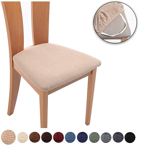 

2 Pcs Dinning Chair Seat Cover White Stretch Chair Slipcover Black Grey Soft Solid Color Durable Washable Furniture Protector For Dinning Room Party