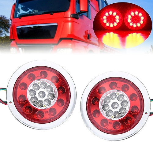 

OTOLAMPARA 19W 5.6 Inches Round Dual Colors Truck Trailer Lorry Stop Turn Tail Brake Light Side Marker Red Amber Lightness 2pcs