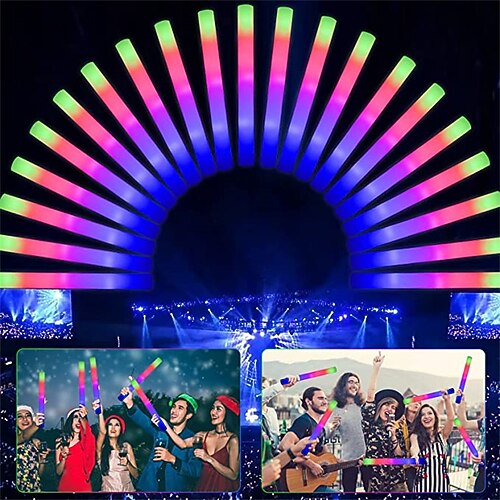 

Foam Glow Sticks-50 PCS Light up Sticks Party Favor Glow in The Dark Party Supplies with 3 Modes Colorful Flashing Light Up Toys for Party Wedding Birthday Concert Halloween Christmas