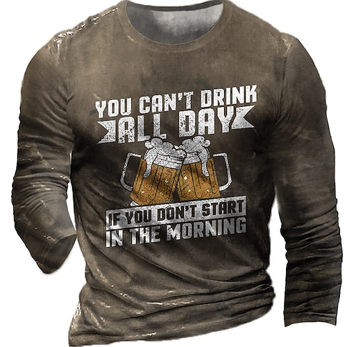 

Men's T shirt Tee Tee Graphic Round Neck Black Army Green Khaki Navy Blue Long Sleeve 3D Print Casual Daily Print Tops Fashion Designer Comfortable Big and Tall