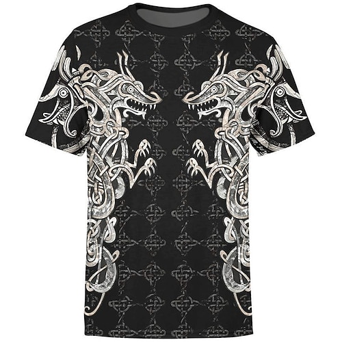 

Men's Unisex T shirt Tee Dragon Graphic Prints Crew Neck Black Short Sleeve 3D Print Outdoor Street Print Tops Sports Designer Ethnic Style Classic / Summer / Summer