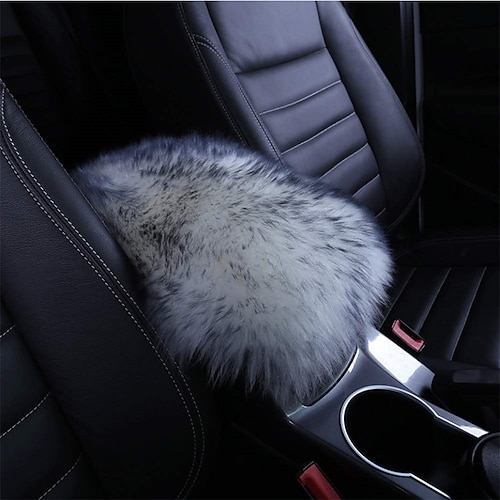 

Auto Center Console Cover Console Cover Armrest Pads Warm Winter Sheepskin Wool Car Armrest Seat Box Pad Cushion Protector Universal Fit